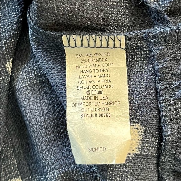 THE NECK DOWN, by CHICOS, WOMENS, BLUE PLAID TOP. PEASANT STYLE NECKLINE. SIZE S - Picture 6 of 6